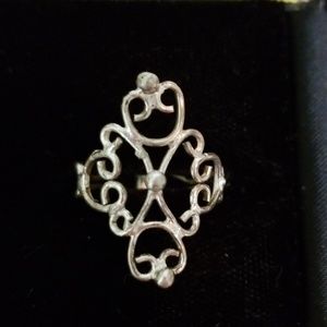 True Vintage BOHO Dainty Scrolls Silver Ring
